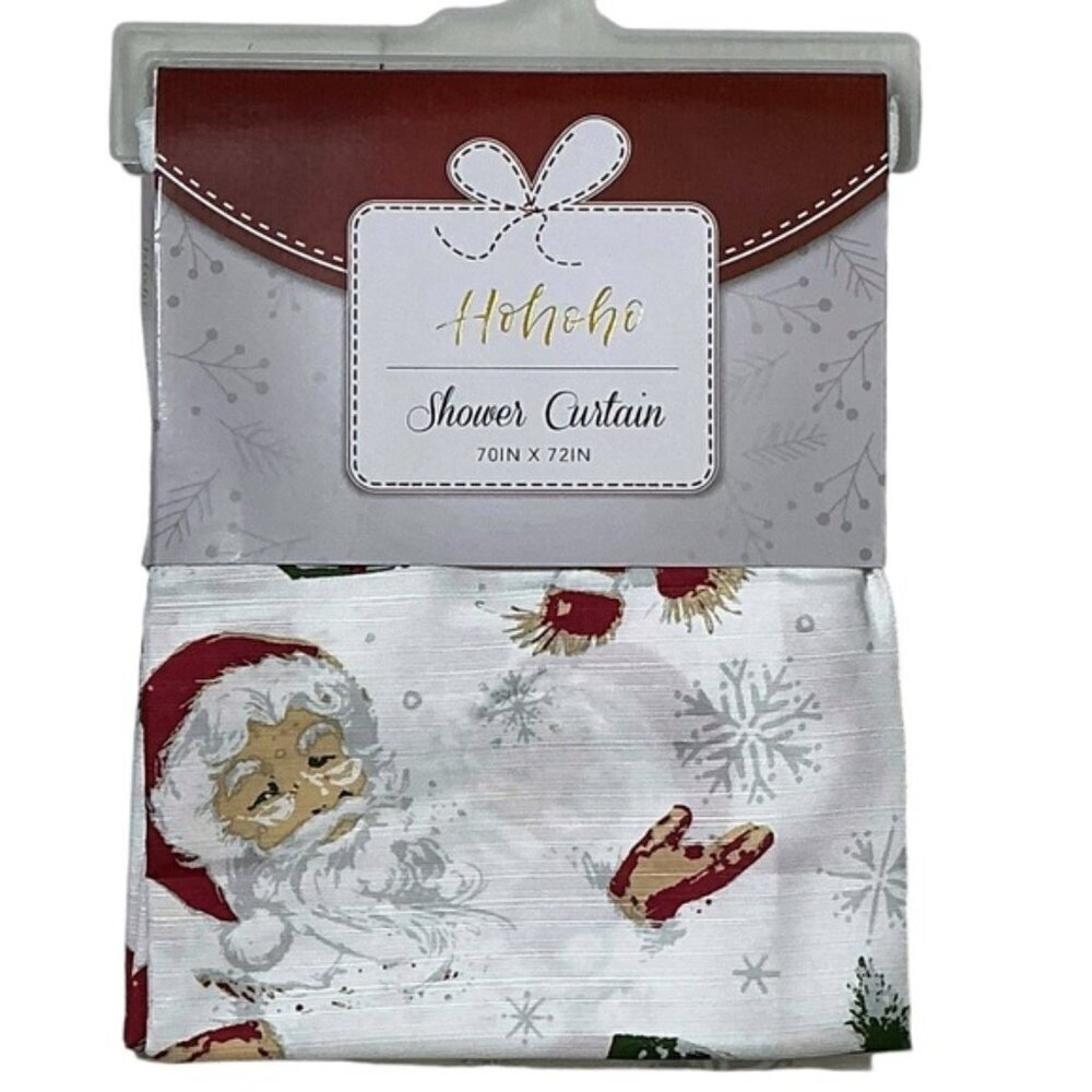 Holiday Shower Curtin Fabric Santa Snowman Christmas Bath Decor 70 x 72 Inch - Picture 2 of 16